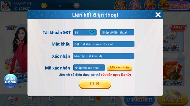 Đăng ký tài khoản hội viên mới bằng số điện thoại cá nhân