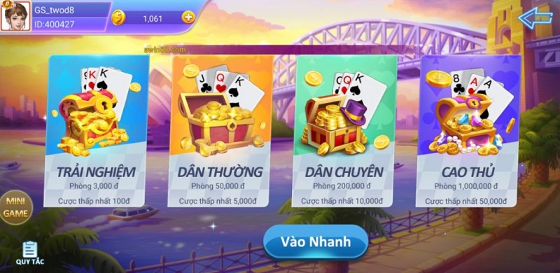 Phòng chơi game bài phong phú với mức tiền cược từ bé đến lớn