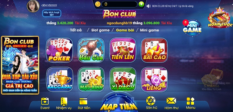 Thỏa thích đầu tư tiền vào chuyên mục game bài với đa dạng mức cược