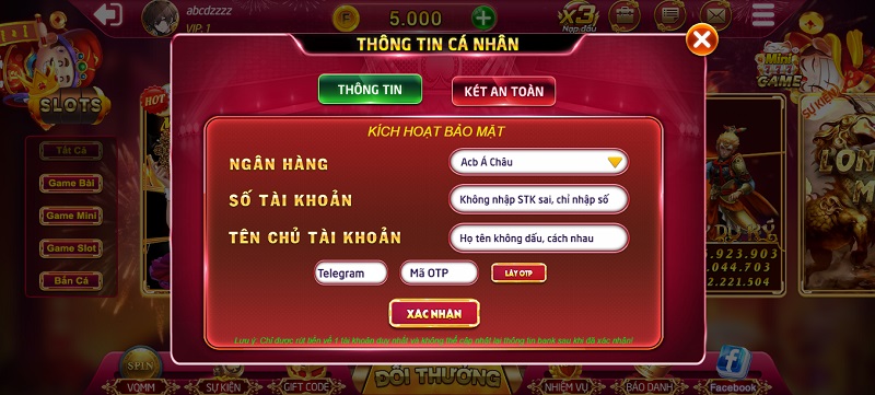 Nhập thông tin tài khoản ngân hàng nhận tiền thưởng theo quy định