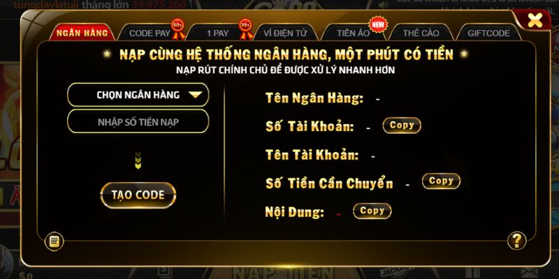 Thao tác nạp tiền Go88 cụ thể